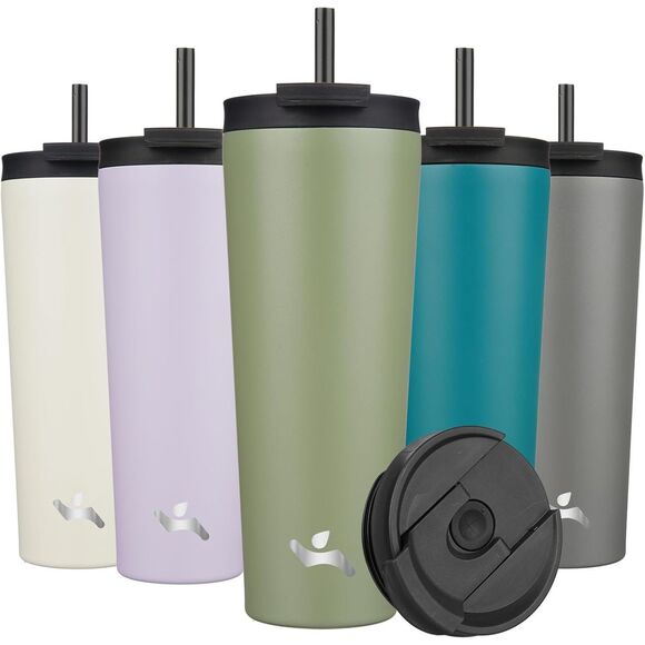 Konokyo 26oz Insulated Tumbler Army Green w/ Lid & 2 Straws Stainless Steel - Picture 1 of 6